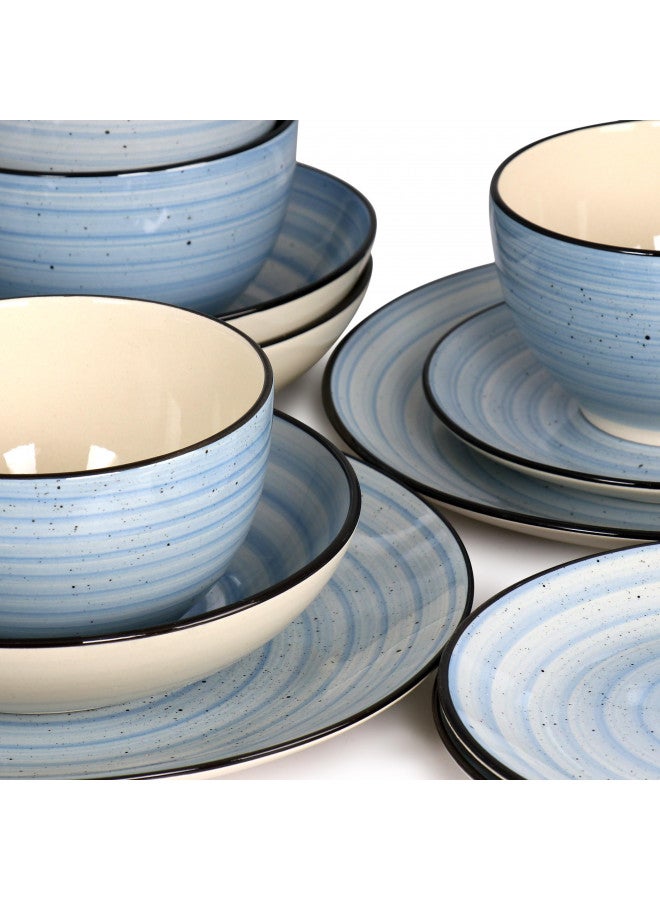 Elama Gia 24 Piece Round Stoneware Dinnerware Set in Light Blue - Image 3