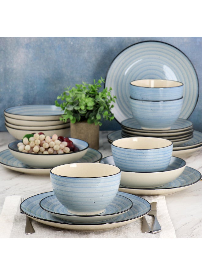 Elama Gia 24 Piece Round Stoneware Dinnerware Set in Light Blue - Image 5