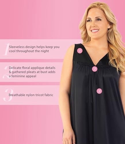 Exquisite Form womens Coloratura Sleeveless Short Nightgown, Midnight Black, Small US - Image 4