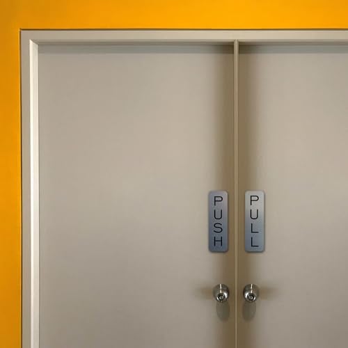 All Quality Basic Vertical Push Pull Door Sign (Black/Silver) - Small - Image 5