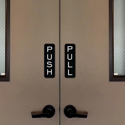 All Quality Basic Vertical Push Pull Door Sign (Black/Silver) - Small - Image 2
