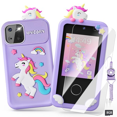 Luyiilo Kids Smart Phone Toys for GirlsUnicorn Gift Toys for Girls Ages 39 Christmas Birthday Gifts Mini Smart Phone Toys With 28 Touchscreen 16 Learning Games Dual Camera Music Player 8G SD Card - Image 1