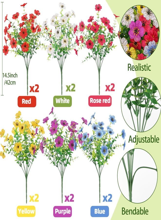 ATTGREAT Artificial Flowers Outdoor Faux Plants UV Resistant 12 Bundles Fake Patio Flowers Plastic Greenery Plnats Outside Bulk for Spring Garden Hanging Planter Home Vase Decor, Multicolor - Image 2