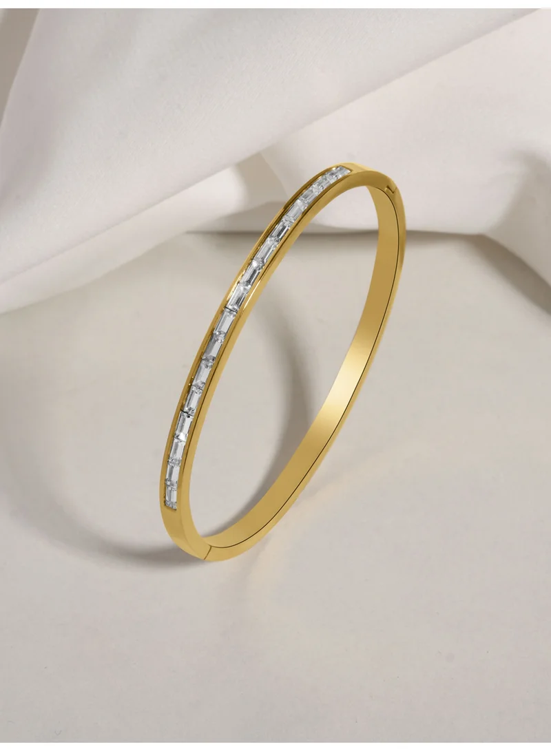 Palmonas PALMONAS Serena Crystal Line Bangle Bracelet for Women | 18K Gold Plated, Waterproof & Anti-Tarnish
