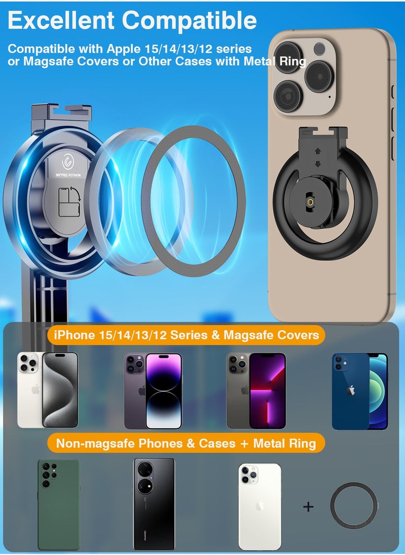 اكس كوبس حامل ثلاثي عصا سيلفي مغناطيسي xQoops متوافق مع MagSafe، حامل ثلاثي للهاتف الخلوي المغناطيسي قابل للتمديد 42 بوصة مع جهاز تحكم لاسلكي، حامل ثلاثي القوائم لهاتف iPhone 15 14 13 12 وجميع الهواتف  - Image 3
