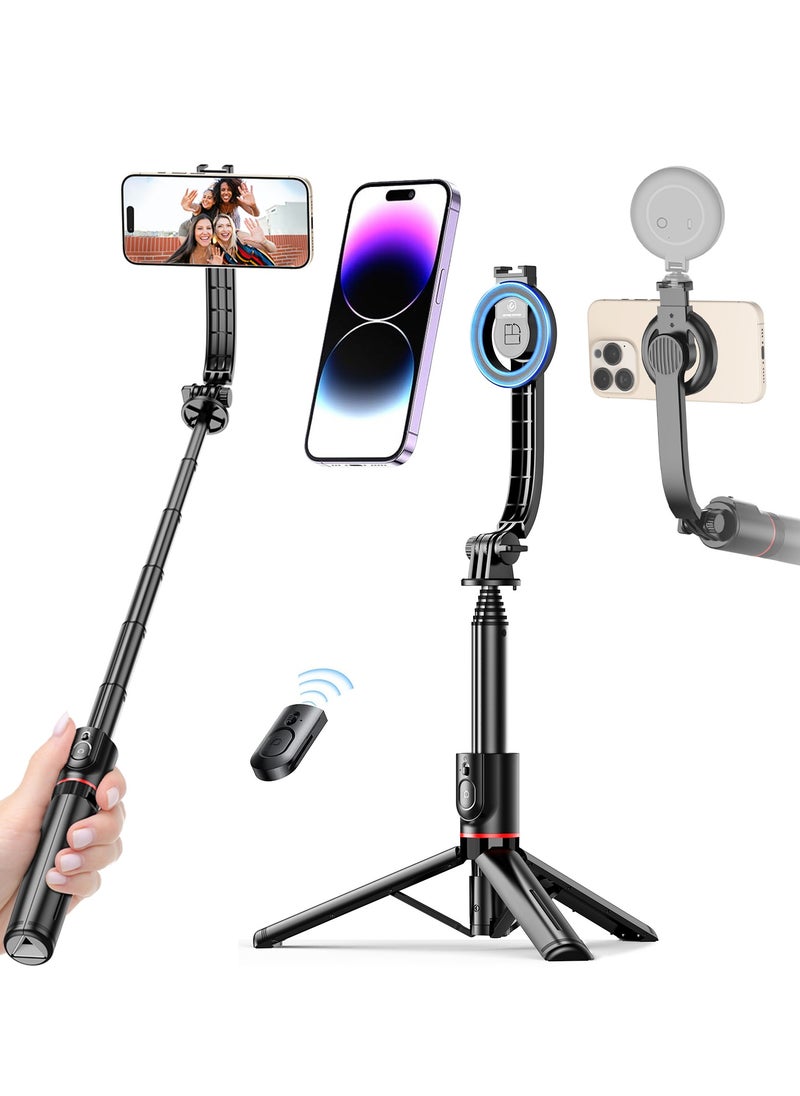 اكس كوبس حامل ثلاثي عصا سيلفي مغناطيسي xQoops متوافق مع MagSafe، حامل ثلاثي للهاتف الخلوي المغناطيسي قابل للتمديد 42 بوصة مع جهاز تحكم لاسلكي، حامل ثلاثي القوائم لهاتف iPhone 15 14 13 12 وجميع الهواتف  - Image 1