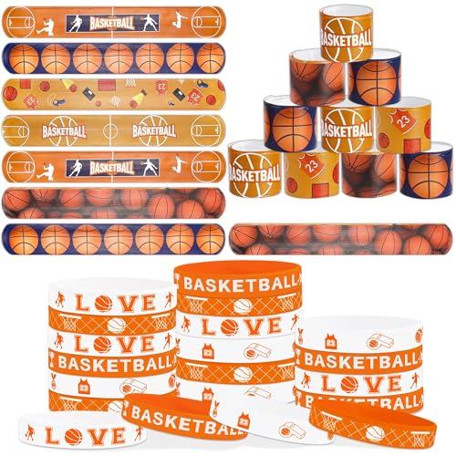 PIXHOTUL 40 Pieces Basketball Party Favors Basketball Silicone Wristbands Basketball Toy Bracelets for Basketball Game Day Teens Birthday Basketball Theme Party Basketball Team Awards Presents - Image 1
