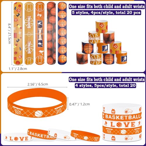 PIXHOTUL 40 Pieces Basketball Party Favors Basketball Silicone Wristbands Basketball Toy Bracelets for Basketball Game Day Teens Birthday Basketball Theme Party Basketball Team Awards Presents - Image 5