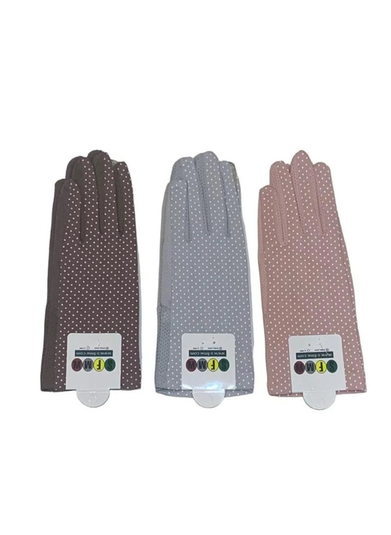 SFMW 3 Pairs of Driving Gloves for Women that Protect from the Sun Rays with a Touch Finger for Using a Mobile Phone 