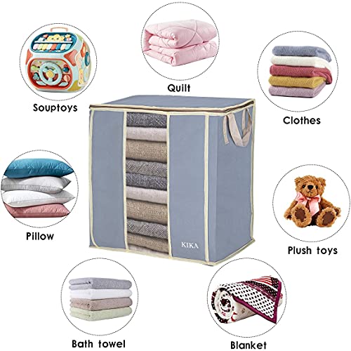 KIKA Non Woven Homs Large Clothes,Toys,Pillow&Blanket Storage Bag,Foldable Storage Organizer|Closet,Almirah,Under-Bed And Wardrobe Organizer For Home Storage 60Lx3= 180 L,3 Pcs Pack(Grey),Large Size - Image 4