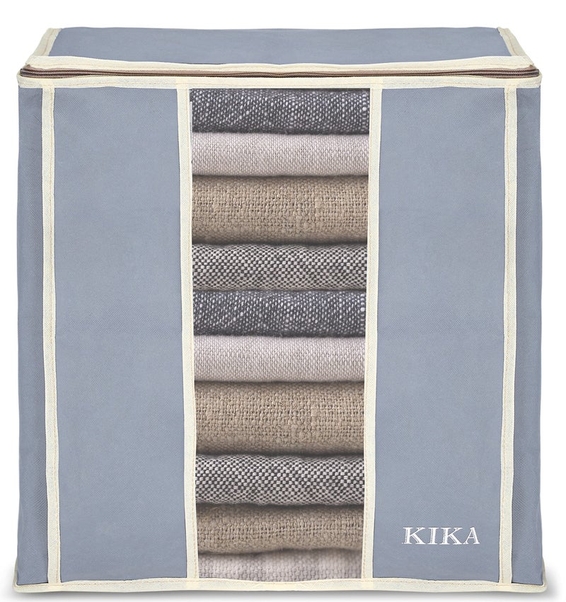 KIKA Non Woven Homs Large Clothes,Toys,Pillow&Blanket Storage Bag,Foldable Storage Organizer|Closet,Almirah,Under-Bed And Wardrobe Organizer For Home Storage 60Lx3= 180 L,3 Pcs Pack(Grey),Large Size - Image 5