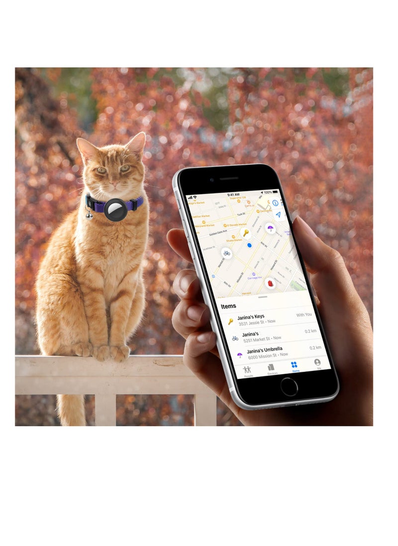 SYOSI - Air tag Cat Collar, Cat Collar with Bell and Safely Buckle for Small Pets, Adjustable Kitten Collar with Airtag Holder Compatible with Apple Airtag for Cats, Kittens, Puppies (Sky Blue) - Image 1