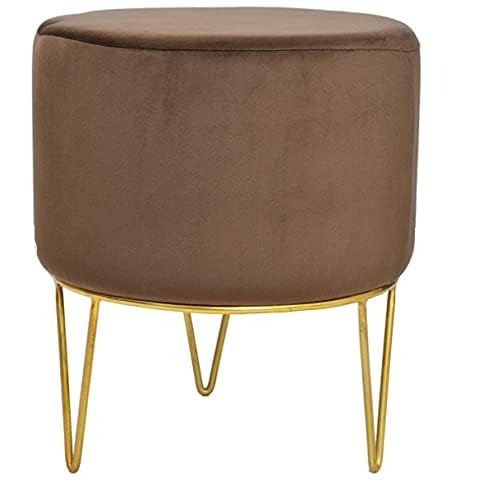 Generic Indian Decor. 23671 Classic Brown Pouf Chair/Designer Metal Pouf/Brown Square Pouf/Cylindrical Chair/Loft Pouf/Round Pouf Ottoman/Modern Ottoman/Loft Furniture  - Image 1