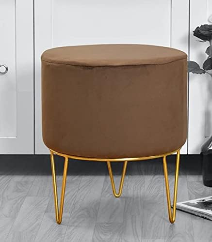 Generic Indian Decor. 23671 Classic Brown Pouf Chair/Designer Metal Pouf/Brown Square Pouf/Cylindrical Chair/Loft Pouf/Round Pouf Ottoman/Modern Ottoman/Loft Furniture  - Image 2