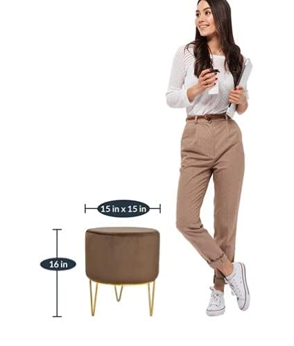 Generic Indian Decor. 23671 Classic Brown Pouf Chair/Designer Metal Pouf/Brown Square Pouf/Cylindrical Chair/Loft Pouf/Round Pouf Ottoman/Modern Ottoman/Loft Furniture  - Image 3