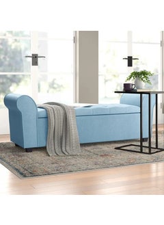 BLACK OAK BLACK OAK Landaverde Upholstered Flip top Storage Bench 2 Seater Sofa Couch Poufffe Storage Ottoman (Standard,Light Blue)  - Image 1