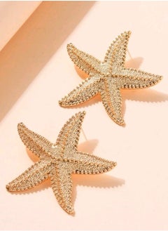 Shein 1 Pair Of Golden Starfish Earrings, Suitable For Parties And Weddings  - Image 3