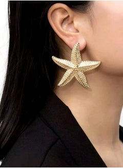 Shein 1 Pair Of Golden Starfish Earrings, Suitable For Parties And Weddings  - Image 4
