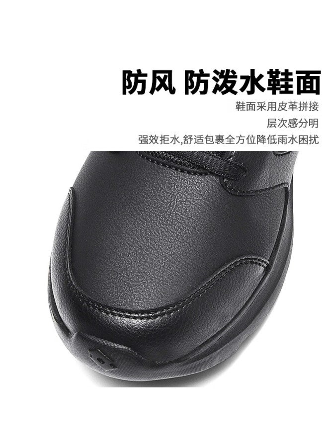 Lotto Men's Winter Fleece-lined Warm Leather Sports Shoes Shock Absorption Running Casual Shoes Black (fleece-lined) Size 41 - Image 1