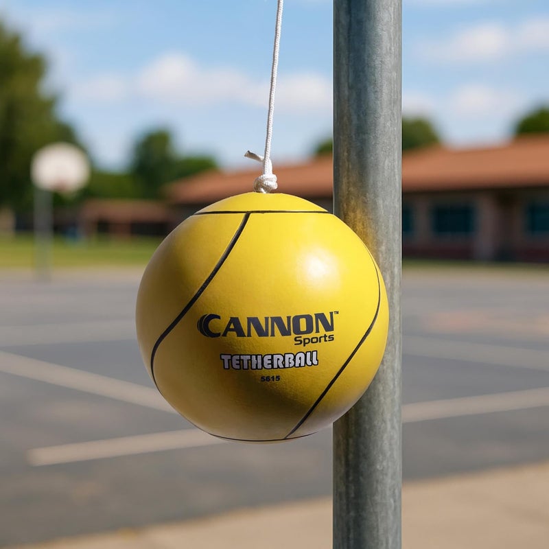 Cannon Sports طقم كرة الربط - يشمل كرة بديلة وحبل قوي بطول 7 أقدام - مثالي للألعاب الداخلية والخارجية ومتعة العائلة في الفناء الخلفي - سهل التركيب - كرة ربط مطاطية صفراء - Image 3