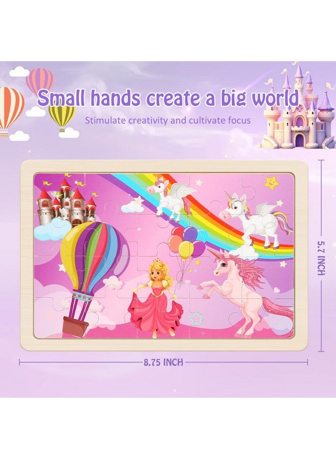 NASHRIO Wooden Puzzles Toys For Kids Ages 3-5, Set Of 4 Packs With 20-Piece Unicorn Mermaid Princess Wood Jigsaw Puzzles, Preschool Educational Brain Teaser Toys For Girls 3 4 5 6 Years Old. - Image 5
