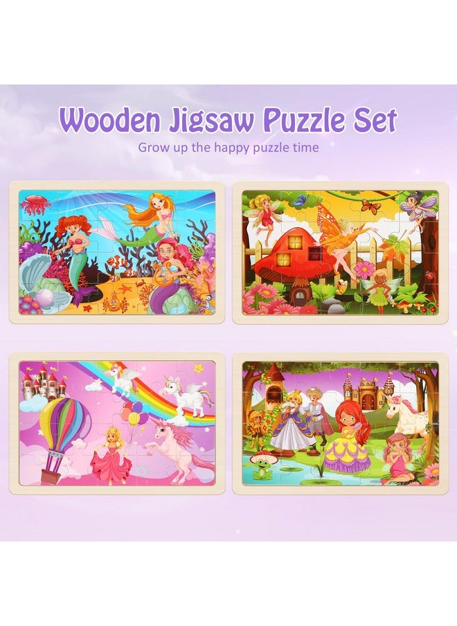 Wooden Puzzles Toys For Kids Ages 3-5, Set Of 4 Packs With 20-Piece Unicorn Mermaid Princess Wood Jigsaw Puzzles, Preschool Educational Brain Teaser Toys For Girls 3 4 5 6 Years Old. - pzsku/Z9EDC83497D1A431EAED9Z/45/_/1732786705/f8534053-57a9-47f4-b6c9-e36a5b3c8389