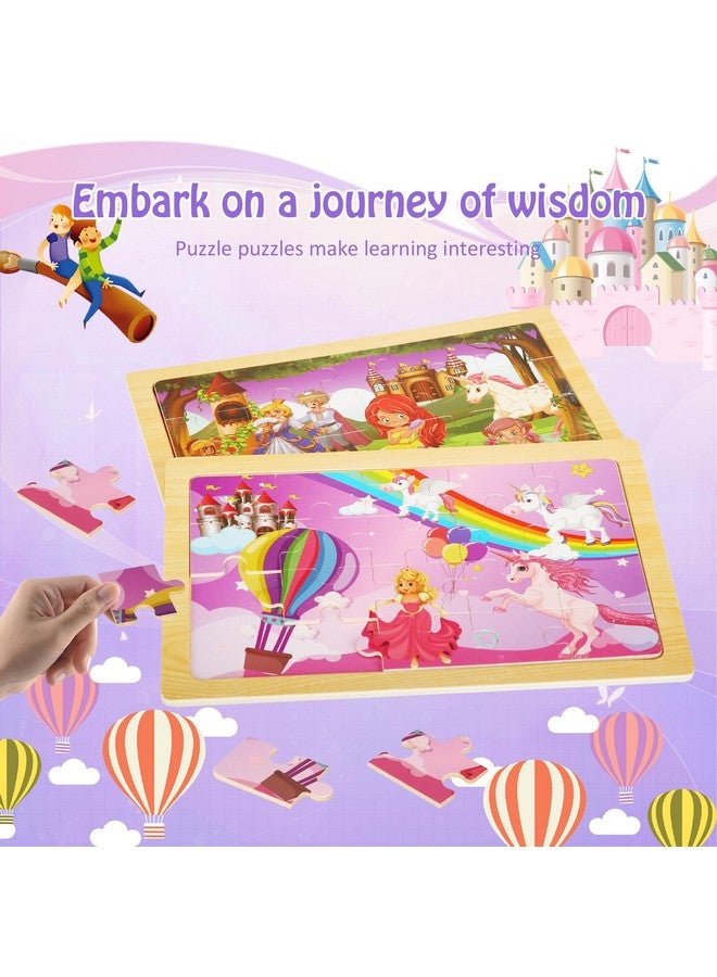 NASHRIO Wooden Puzzles Toys For Kids Ages 3-5, Set Of 4 Packs With 20-Piece Unicorn Mermaid Princess Wood Jigsaw Puzzles, Preschool Educational Brain Teaser Toys For Girls 3 4 5 6 Years Old. - Image 3