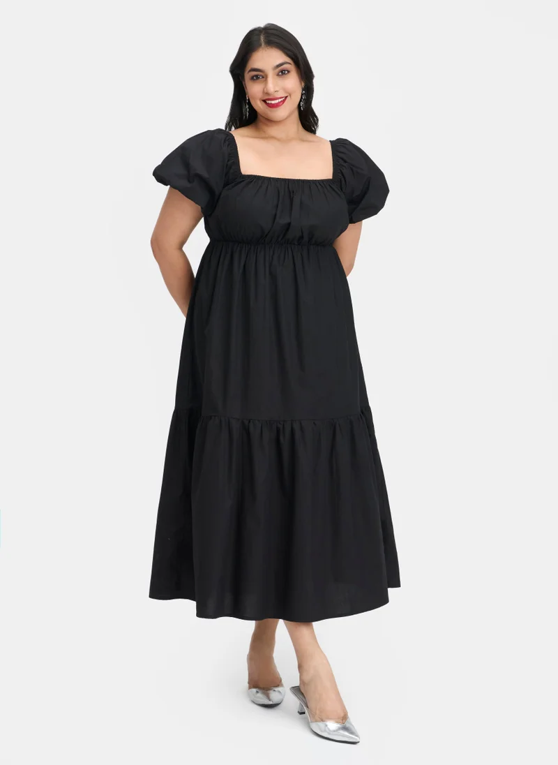 فيرجيو Cotton Puff Brunchwear Sleeve Maxi Dresses for Women