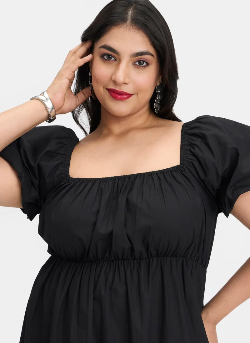 Virgio Cotton Puff Brunchwear Sleeve Maxi Dresses for Women