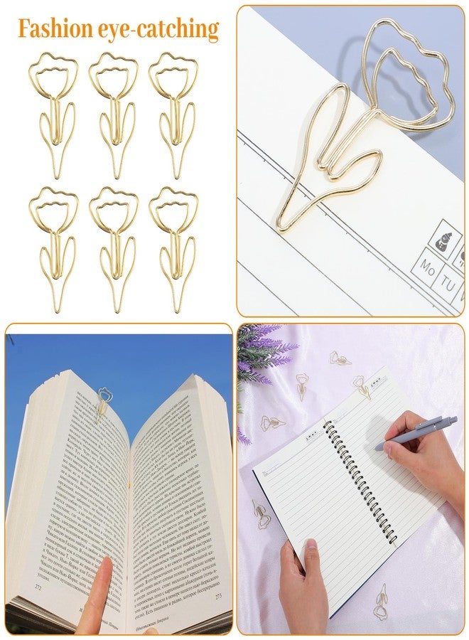 WJIAAA Cute Paper Clips, 60Pcs Decorative Paperclips Metal Flower Shaped Paper Clips Bookmarks for Home Office Supplies Desk File Organization Wedding Decoration - Image 4