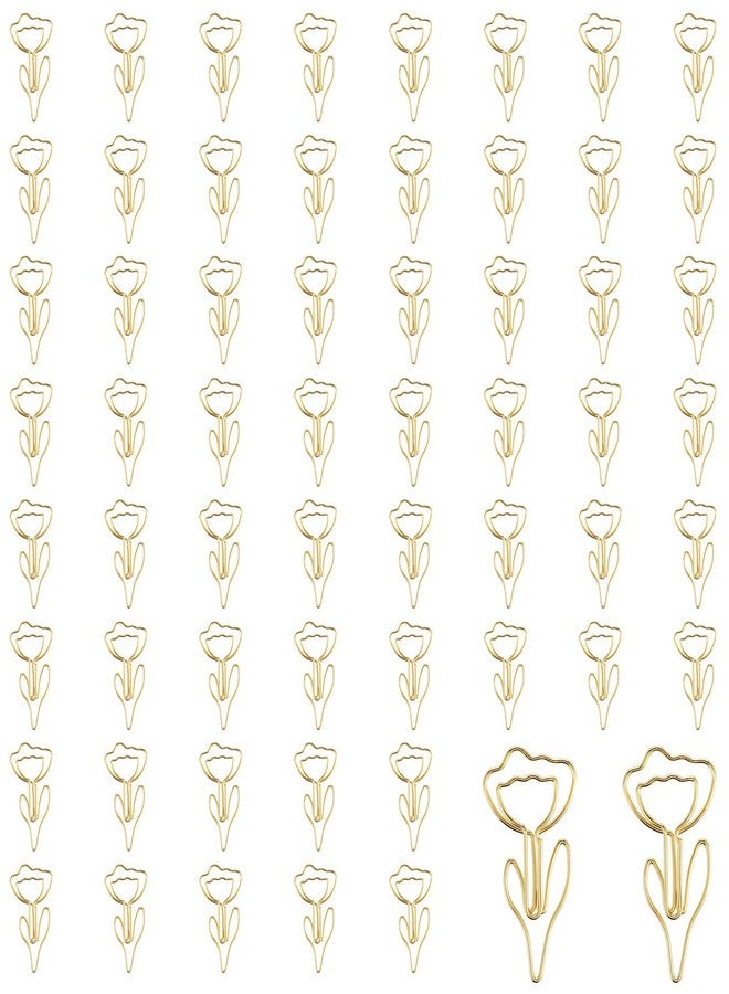WJIAAA Cute Paper Clips, 60Pcs Decorative Paperclips Metal Flower Shaped Paper Clips Bookmarks for Home Office Supplies Desk File Organization Wedding Decoration - Image 1