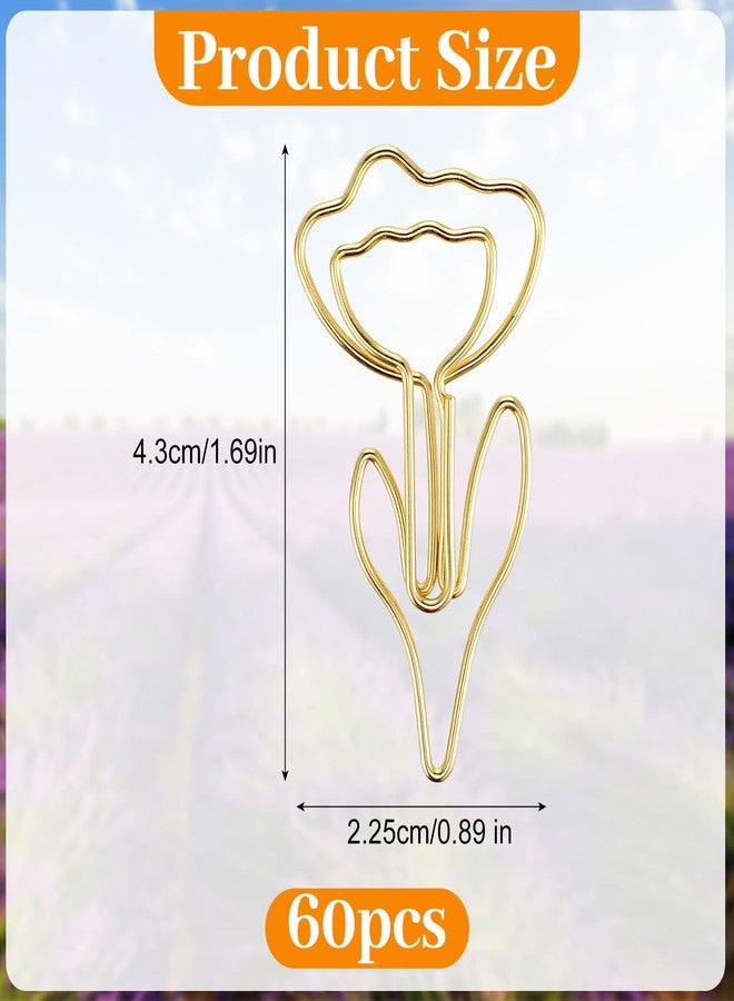 WJIAAA Cute Paper Clips, 60Pcs Decorative Paperclips Metal Flower Shaped Paper Clips Bookmarks for Home Office Supplies Desk File Organization Wedding Decoration - Image 2