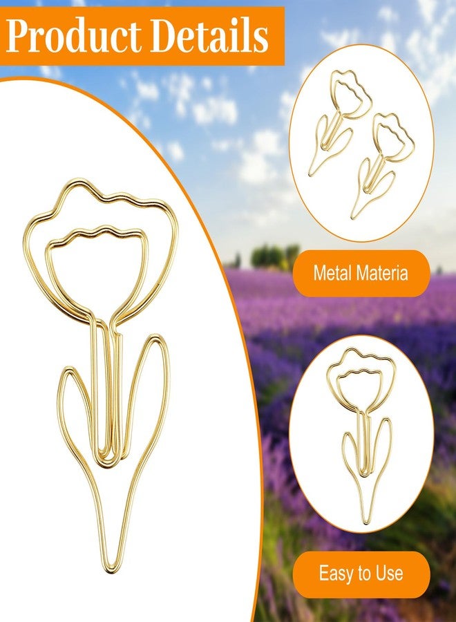 WJIAAA Cute Paper Clips, 60Pcs Decorative Paperclips Metal Flower Shaped Paper Clips Bookmarks for Home Office Supplies Desk File Organization Wedding Decoration - Image 3
