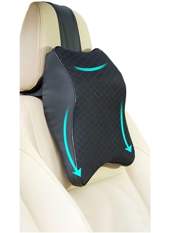 Car Neck Rest Pillow Cushion with Pure Memory Foam, Excellent Support, Black - Image 1