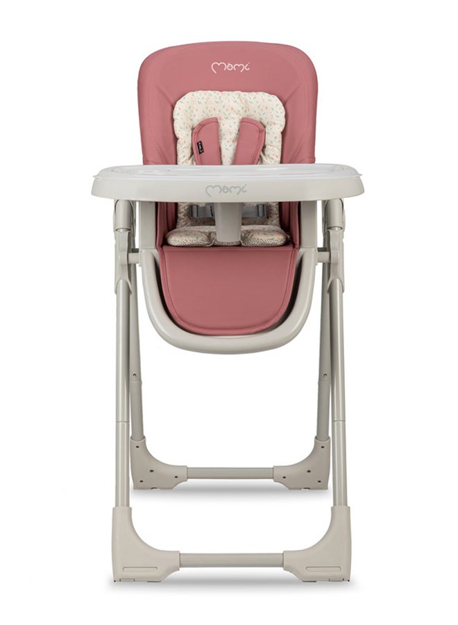 Momi Gojo Comfortable Safest Highchair For Babies Of Age 6 - 36 Months With 7-Position Height Adjustment & Safety Belts, Double Tray, 3-Stage Backrest Adjustment - Pink - Image 2