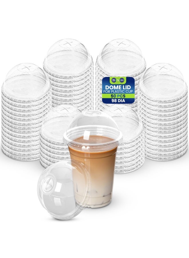 إس إن إتش باكينج SNH Packing |Pack of 50| Disposable Clear Dome Lids for Cold Cups  With Straw Slot– LIDS ONLY –78, 90, 92, 98dia,Transparent Plastic Lids,Go Cups Lids,Perfect for Juice Shops, Cafes, Desserts & Takeaways. - Image 1