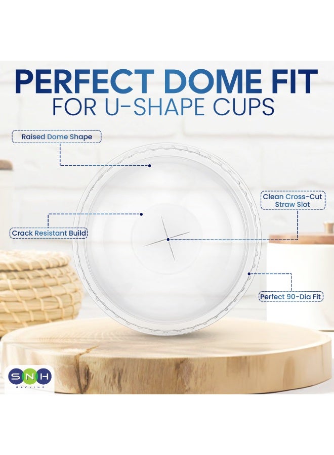 إس إن إتش باكينج SNH Packing |Pack of 50| Disposable Clear Dome Lids for Cold Cups  With Straw Slot– LIDS ONLY –78, 90, 92, 98dia,Transparent Plastic Lids,Go Cups Lids,Perfect for Juice Shops, Cafes, Desserts & Takeaways. - Image 3