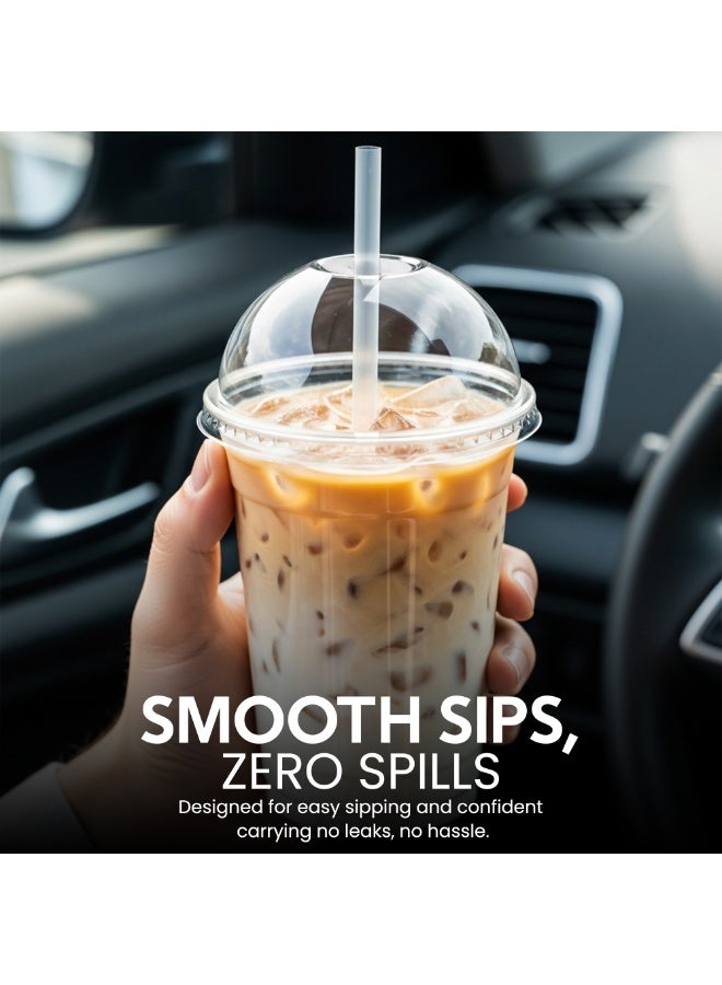 إس إن إتش باكينج SNH Packing |Pack of 50| Disposable Clear Dome Lids for Cold Cups  With Straw Slot– LIDS ONLY –78, 90, 92, 98dia,Transparent Plastic Lids,Go Cups Lids,Perfect for Juice Shops, Cafes, Desserts & Takeaways. - Image 4