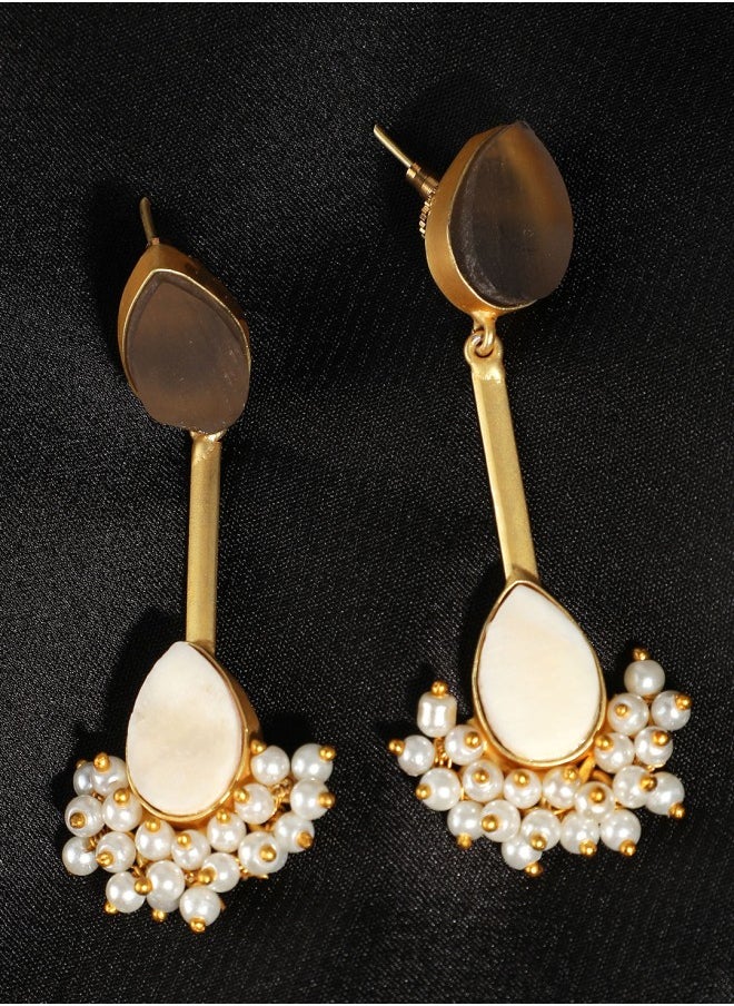 ISHIN Gold-Toned Contemporary Drop Earrings  - Image 4