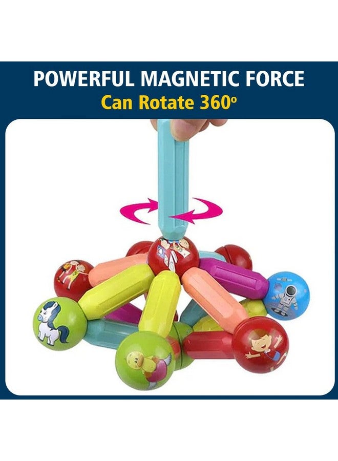 Wembley Wembley Magnetic Roundels Stick Building for Kids Toys for Girls 3+ Years 4 5 6 7 8 9 10 | Toys for Kids Puzzle Game Magnet Balls Gift for Boys -64 Pcs  - Image 5
