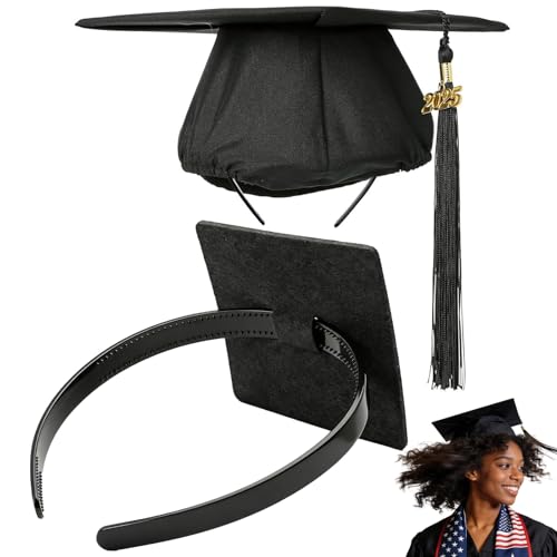 PUNCHMAN Graduation Cap Headband Insert- Black 1 Pack Firm Anti-fall Hair Band,Graduation Hat Headband Holder for Secure Grad Cap And Hairstyle,Hat Accessories for Graduates,Students,Girls - Image 1