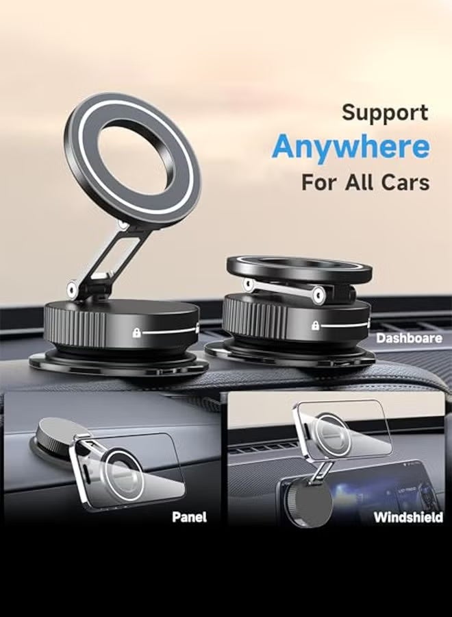 Vacuum Magnetic Suction Cup Phone Mount 360° Rotation Base HandsFree Adjustable Magnetic Car Phone Holder Magnetic Phone Holder Suitable for Car/Gym/Mirror/Smooth Surface - Image 2