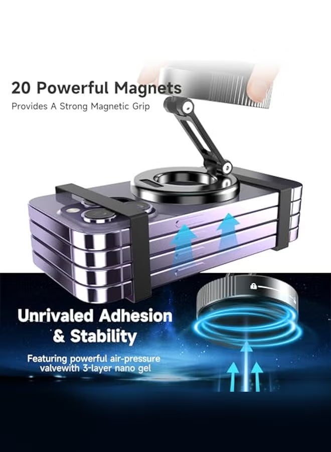 Vacuum Magnetic Suction Cup Phone Mount 360° Rotation Base HandsFree Adjustable Magnetic Car Phone Holder Magnetic Phone Holder Suitable for Car/Gym/Mirror/Smooth Surface - Image 3