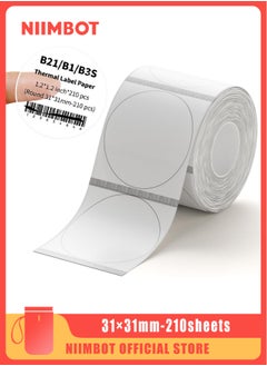 NIIMBOT B21/B1/B3S Waterproof Round Thermal Label Paper for Barcode Printing 31*31mm, Transparent  - Image 1