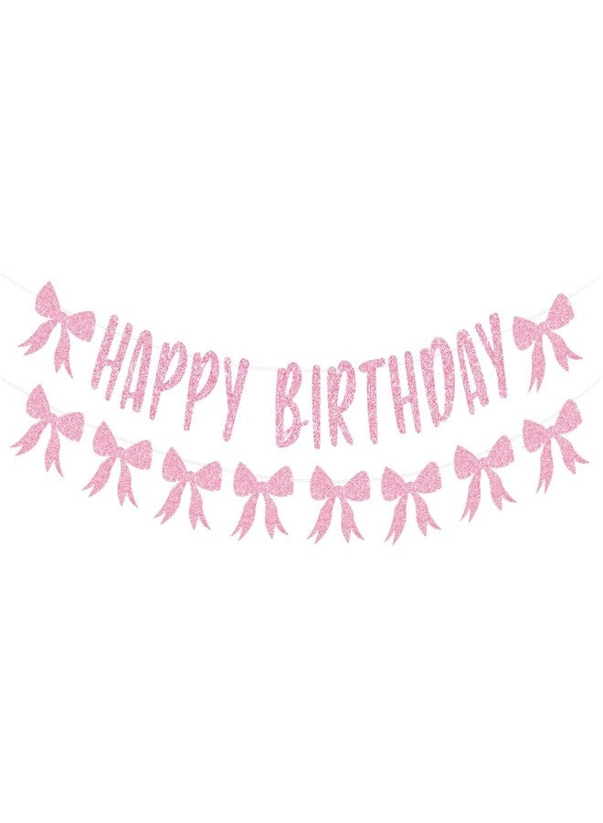 PLAP Happy Birthday Bow Paper Banner Girl Bow Party Birthday Banner Decoration - Image 2