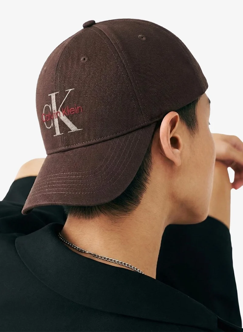CALVIN KLEIN Rich Brown Embroidered Monogram Logo Baseball Cap  | Best Price UAE
