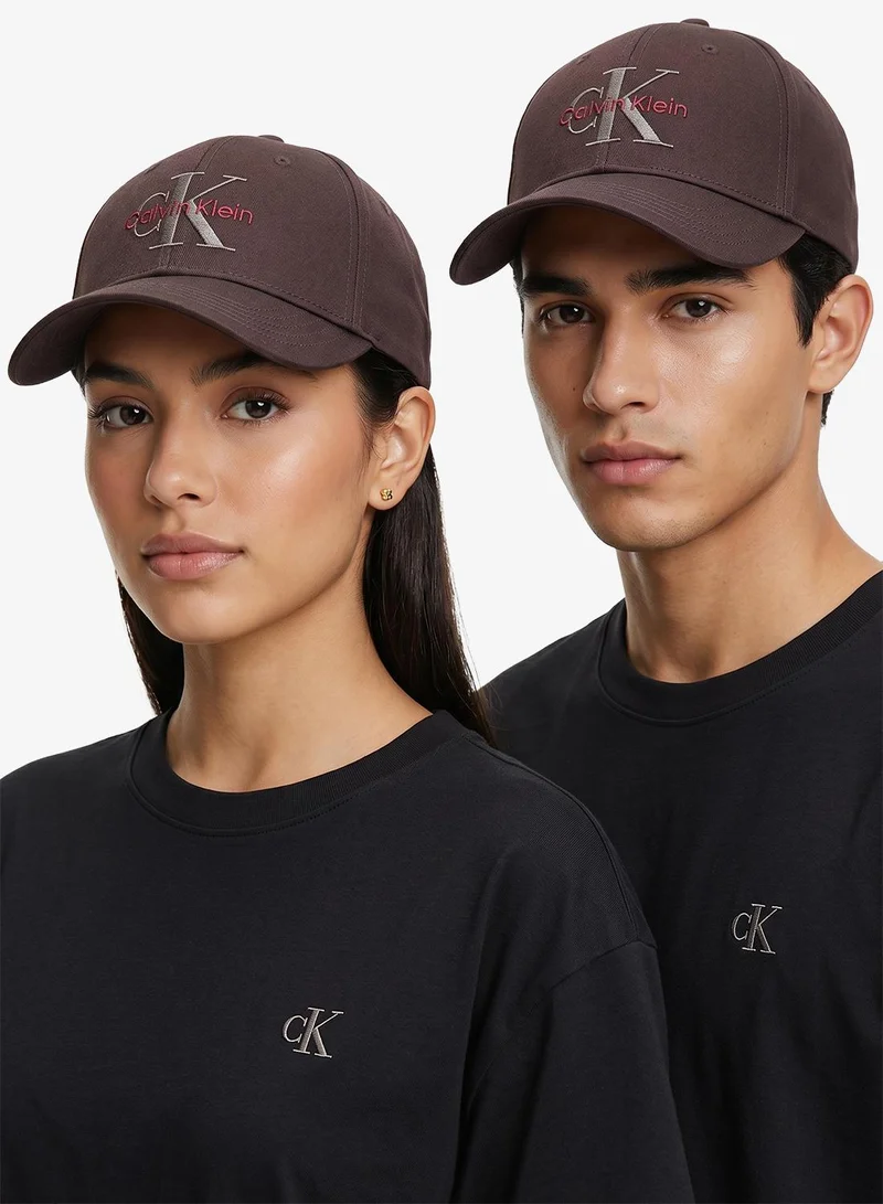 CALVIN KLEIN Rich Brown Embroidered Monogram Logo Baseball Cap  | Best Price UAE
