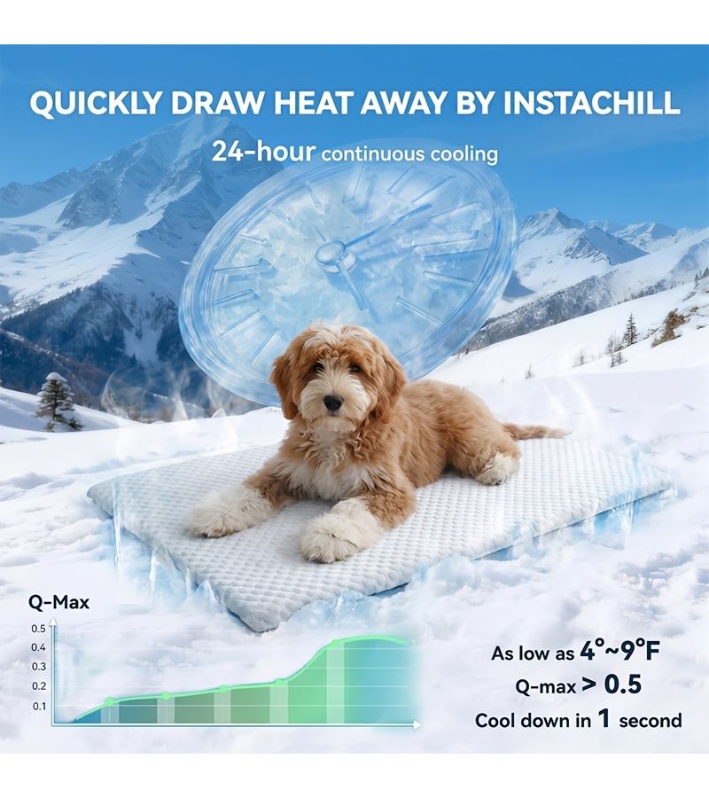 Space Cooling Pet Bed For Small Medium Large Dogs Cats Greys 17.72 By 11.81 Inch Breathable Pet Mat With Memory Foam Padding Washable Non Slip Summer Cat Bed Indoor Use - Image 3