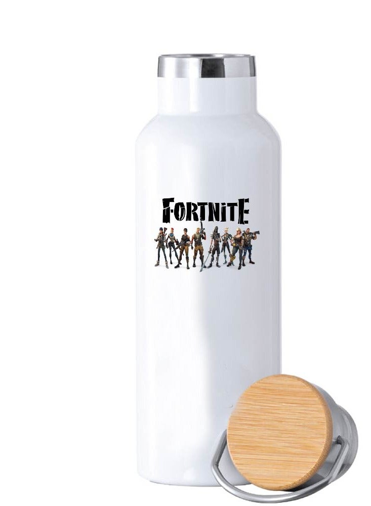 Generic Stainless Steel Online Gaming Water Flask Bottle With Bamboo Cap And Gaming Design-Flask Bottle 600ml-Eco-Friendly Hydration For Gamers-Ideal Gift For Young Gamers - Image 1