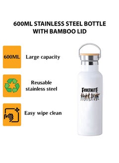 Generic Stainless Steel Online Gaming Water Flask Bottle with Bamboo Cap and Gaming Design - Flask Bottle 600ml - Eco-Friendly Hydration for Gamers - Ideal Gift for Young Gamers  - Image 3